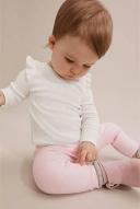 Country Road Girls Organically Grown Cotton Solid Rib Legging Light Pink in Size 12-18 Months