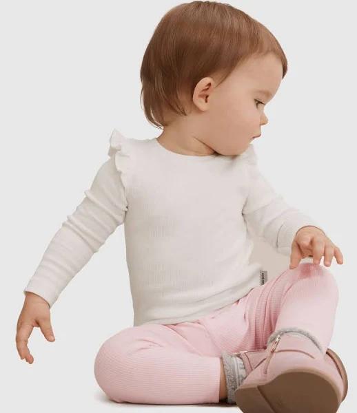 Country Road Girls Organically Grown Cotton Solid Rib Legging Light Pink in Size 12-18 Months