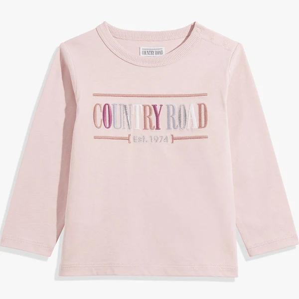 Country Road Girls Verified Australian Long Sleeve Heritage T-Shirt Multi Faded Pink in Size 18-24 Months | 100% Cotton