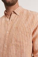 Country Road Men's Regular Fit Organically Grown Stripe Shirt Ginger in Size XS | 100% Organic Linen