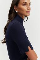 Country Road Women's Australian Merino Wool Silk Short Sleeve Knit Top Midnight Blue in Size Large