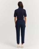 Country Road Women's Australian Merino Wool Silk Short Sleeve Knit Top Midnight Blue in Size Large