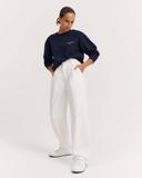 Country Road Women's Verified Australian Relaxed Fit Sweat Top Navy in Size Large | 100% Cotton