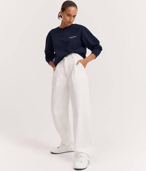 Country Road Women's Verified Australian Relaxed Fit Sweat Top Navy in Size Large | 100% Cotton