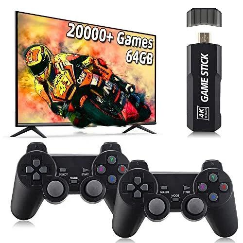 CredevZone GD10 Retro Game Console TV HD Output Plug and Play Games Console Stick Video Gaming Consoles Preinstalled Emuelec 2 Controllers 64GB