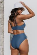 Cupshe Blue Front Bralette and Asymmetric High Waist Set - Blue,S