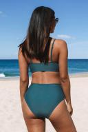 Cupshe Twist Bralette & Spliced High Waist Bikini Set - Teal,S