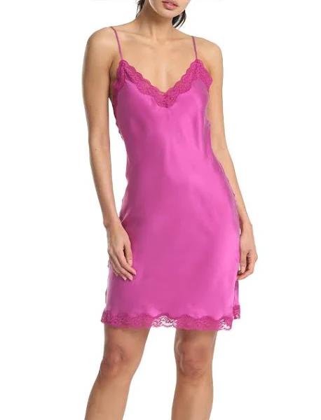 David Jones Papinelle Camille Silk Lace Slip Sleeveless Short Nightie in Fuschia, Size XL