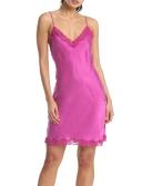 David Jones Papinelle Camille Silk Lace Slip Sleeveless Short Nightie in Fuschia, Size XS
