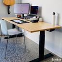 Desky Dual Bamboo Sit Stand Desk - Tiger Bamboo / 2000x750mm / Matte Black (Pre-Order Late July)