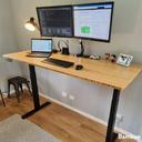 Desky Dual Bamboo Sit Stand Desk - Tiger Bamboo / 2000x750mm / Matte Black (Pre-Order Late July)