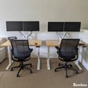 Desky Dual Bamboo Sit Stand Desk - Tiger Bamboo / 2000x750mm / Matte Black (Pre-Order Late July)
