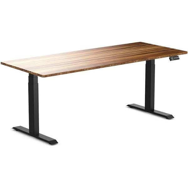 Desky Dual Bamboo Sit Stand Desk - Tiger Bamboo / 2000x750mm / Matte Black (Pre-Order Late July)