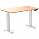 Desky Dual Mini Sit Stand Desk - Curly Birch / 800 x 500 / Matte Black - AfterPay & zipPay Available