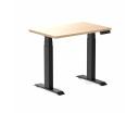 Desky Dual Mini Sit Stand Desk - Curly Birch / 800 x 500 / Matte Black - AfterPay & zipPay Available