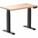 Desky Dual Mini Sit Stand Desk - Curly Birch / 900 x 500 / Matte Black - AfterPay & zipPay Available