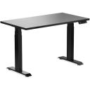 Desky Dual Mini Sit Stand Desk - Curly Birch / 900 x 500 / Matte Black - AfterPay & zipPay Available