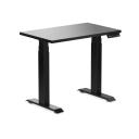 Desky Dual Mini Sit Stand Desk | Small Standing Desk Burnished Wood / 800 x 500 / Matte Black