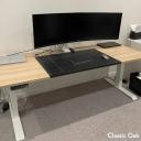 Desky Dual Scalloped Melamine Sit Stand Desk Prime Oak / Large 1800x750mm / Matte Black