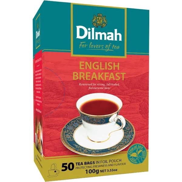 Dilmah English Breakfast Tea 50 Tea Bags 100g (3.52 Oz) (Pack of 2)