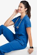 Easy Stretch by Butter-Soft Kylie Woman's 5 Pocket V-Neck with Criss-Cross Detail Scrub Top in Royal | Size L Polyester/spandex