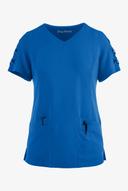 Easy Stretch by Butter-Soft Kylie Woman's 5 Pocket V-Neck with Criss-Cross Detail Scrub Top in Royal | Size L Polyester/spandex
