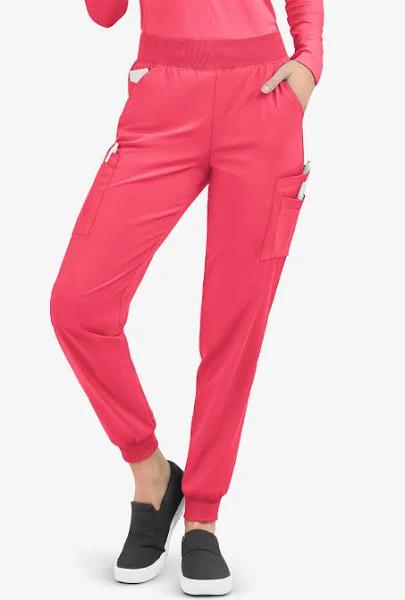 Easy Stretch by Butter-Soft Mila Women's 7-Pocket Jogger Scrub Pants in Bright Watermelon | Size 2x Polyester/spandex