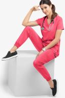 Easy Stretch by Butter-Soft Mila Women's 7-Pocket Jogger Scrub Pants in Bright Watermelon | Size 3x Polyester/spandex