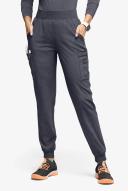 Easy Stretch by Butter-Soft Mila Women's 7-Pocket Jogger Scrub Pants - Petite in Charcoal Heather | Size M Polyester/spandex