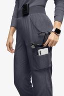 Easy Stretch by Butter-Soft Mila Women's 7-Pocket Jogger Scrub Pants - Petite in Charcoal Heather | Size M Polyester/spandex