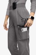 Easy Stretch by Butter-Soft Mila Women's 7-Pocket Jogger Scrub Pants - Petite in Graphite Heather | Size M Polyester/spandex