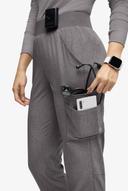 Easy Stretch by Butter-Soft Mila Women's 7-Pocket Jogger Scrub Pants - Petite in Graphite Heather | Size XL Polyester/spandex