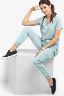 Easy Stretch by Butter-Soft Mila Women's 7-Pocket Jogger Scrub Pants - Petite in Ocean Mist | Size 2x Polyester/spandex