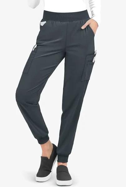 Easy Stretch by Butter-Soft Mila Women's 7-Pocket Jogger Scrub Pants - Petite in Pewter | Size XXS Polyester/spandex