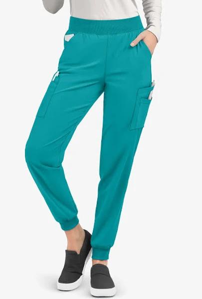 Easy Stretch by Butter-Soft Mila Women's 7-Pocket Jogger Scrub Pants - Petite in Teal | Size XL Polyester/spandex