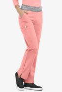 Easy Stretch by Butter-Soft Sienna Women's 5-Pocket Sport Yoga Scrub Pants in Autumn Coral/Silver Melange | Size 2x Polyester/spandex