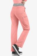 Easy Stretch by Butter-Soft Sienna Women's 5-Pocket Sport Yoga Scrub Pants in Autumn Coral/Silver Melange | Size 2x Polyester/spandex