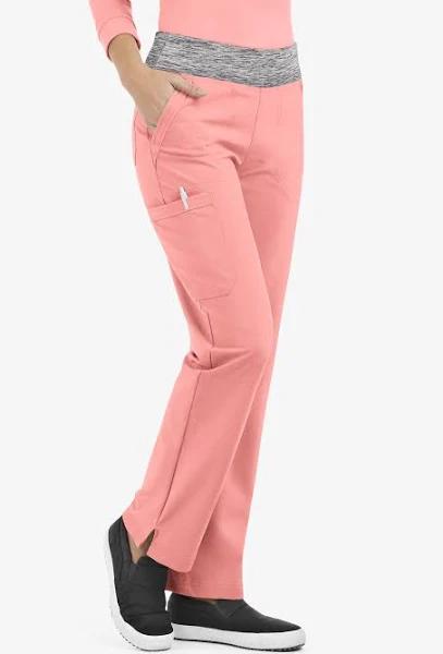 Easy Stretch by Butter-Soft Sienna Women's 5-Pocket Sport Yoga Scrub Pants in Autumn Coral/Silver Melange | Size S Polyester/spandex