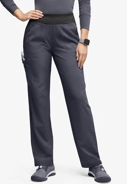 Easy Stretch by Butter-Soft Sienna Women's 5-Pocket Sport Yoga Scrub Pants in Charcoal Heather/Black | Size XL Polyester/spandex