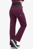 Easy Stretch by Butter-Soft Sienna Women's 5-Pocket Sport Yoga Scrub Pants in Dark mulberry/black | Size XXS Polyester/spandex