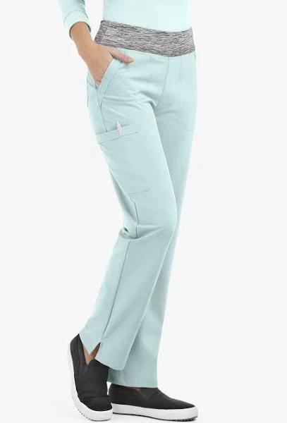 Easy Stretch by Butter-Soft Sienna Women's 5-Pocket Sport Yoga Scrub Pants in Ocean Mist/Silver Melange | Size M Polyester/spandex