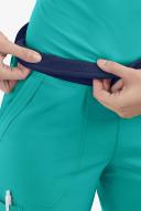 Easy Stretch by Butter-Soft Sienna Women's 5-Pocket Sport Yoga Scrub Pants in Spring Emerald/Navy | Size XS Polyester/spandex