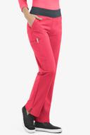 Easy Stretch by Butter-Soft Sienna Women's 5-Pocket Sport Yoga Scrub Pants - Petite in Bright Watermelon/pewter | Size 2x Polyester/spandex