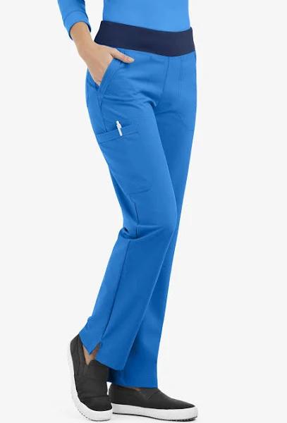 Easy Stretch by Butter-Soft Sienna Women's 5-Pocket Sport Yoga Scrub Pants - Petite in Cerulean/navy | Size XS Polyester/spandex