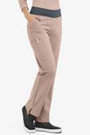 Easy Stretch by Butter-Soft Sienna Women's 5-Pocket Sport Yoga Scrub Pants - Petite in Mocha Meringue/pewter | Size 3x Polyester/spandex