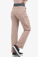 Easy Stretch by Butter-Soft Sienna Women's 5-Pocket Sport Yoga Scrub Pants - Petite in Mocha Meringue/pewter | Size M Polyester/spandex