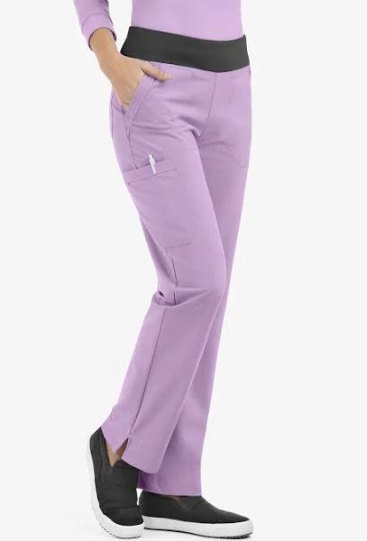 Easy Stretch by Butter-Soft Sienna Women's 5-Pocket Sport Yoga Scrub Pants - Tall in Amethyst Mist/pewter | Size XXS Polyester/spandex