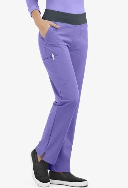 Easy Stretch by Butter-Soft Sienna Women's 5-Pocket Sport Yoga Scrub Pants - Tall in Blueberry Crush/pewter | Size XXS Polyester/spandex