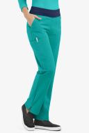 Easy Stretch by Butter-Soft Sienna Women's 5-Pocket Sport Yoga Scrub Pants - Tall in Spring Emerald/Navy | Size 3x Polyester/spandex