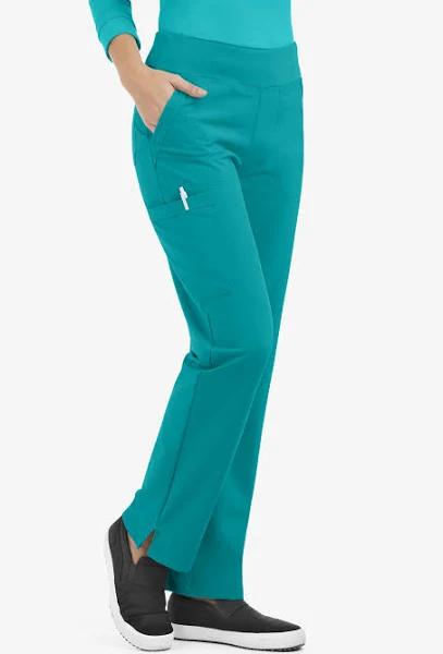Easy Stretch by Butter-Soft Sienna Women's 5-Pocket Sport Yoga Scrub Pants - Tall in Teal | Size M Polyester/spandex